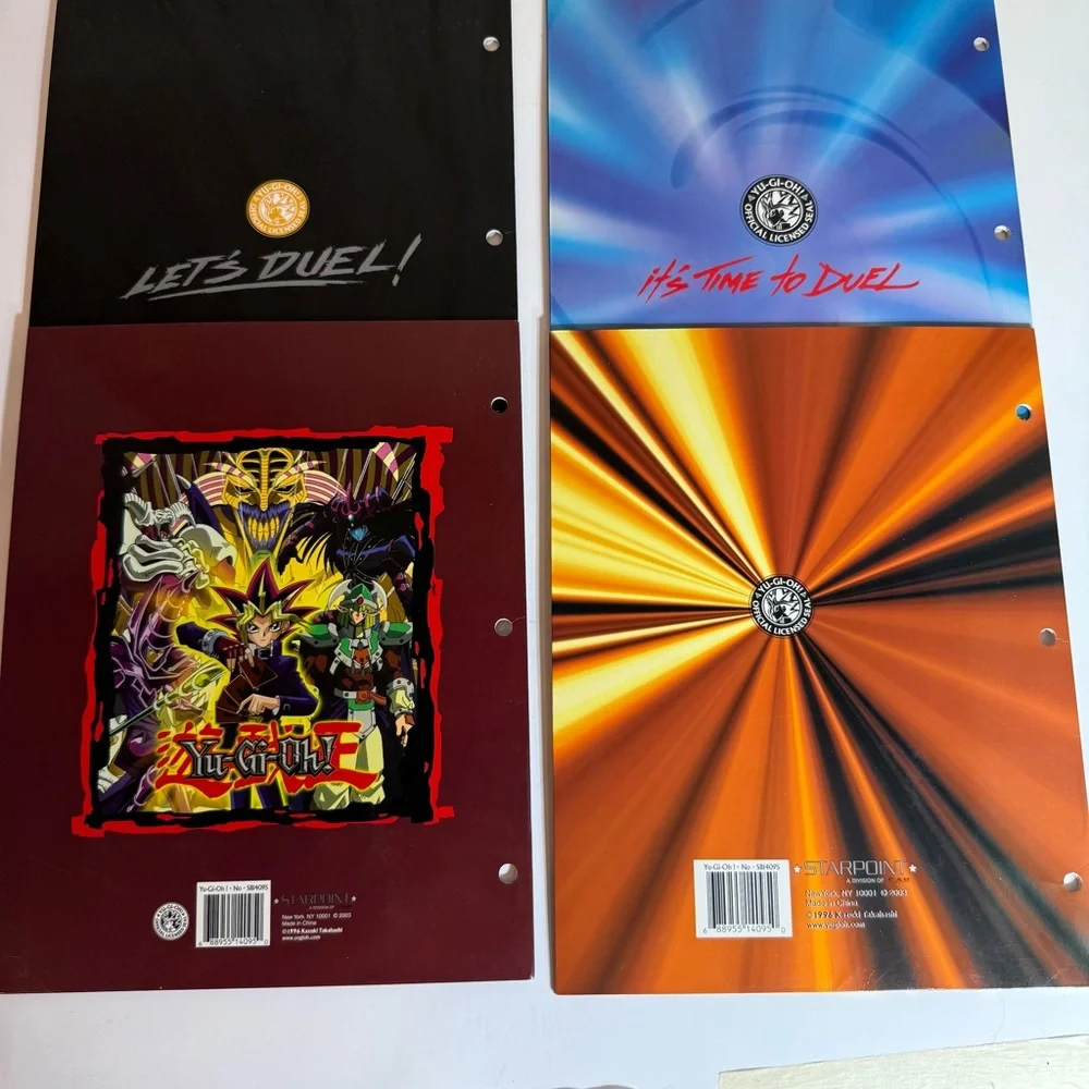 Yu-Gi-Oh! Yugioh Folders Lot Of 4 2003 Starpoint 3 Ring Hole Pockets Binder Used